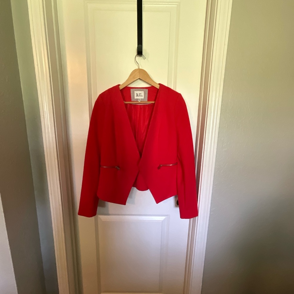 Jules & Leopold Red Open-Front Blazer Jacket